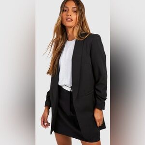 Boohoo Ruched Sleeve Tailored Blazer